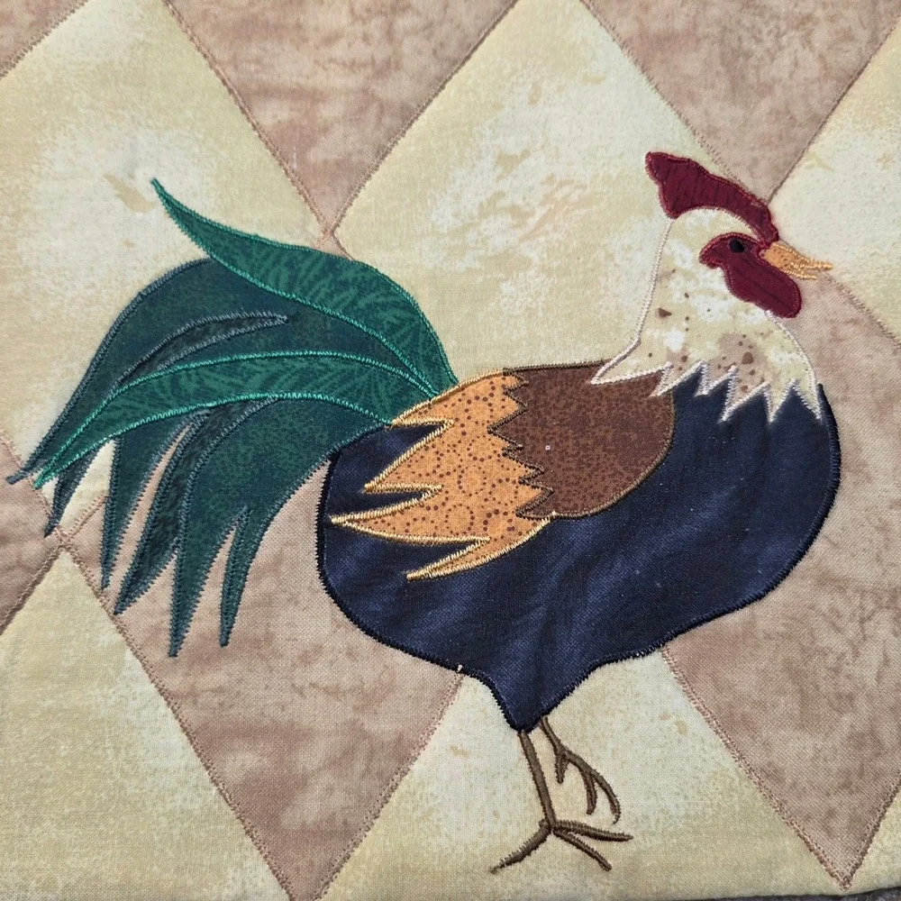 Midwestern Home Products Quilted Rooster Placemats Tan HarlequinI 8 Farmhouse